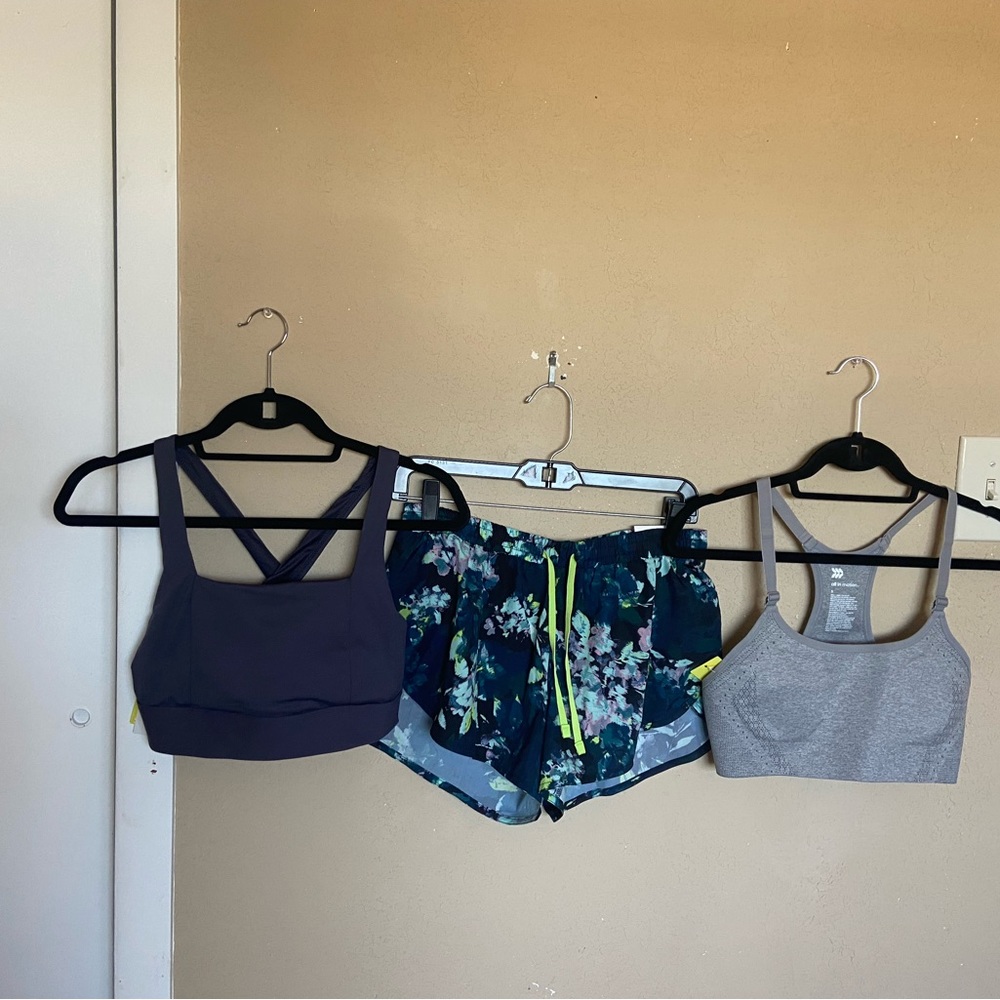 Lot of 3 new Old Navy active wear workout shorts sports bras size S